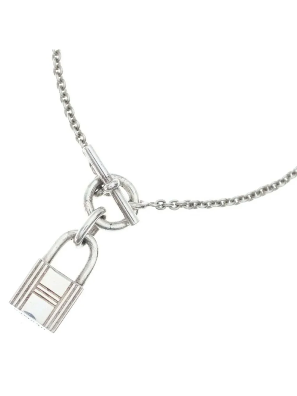 Hermes Amulet Necklace Cadena Motif Silver